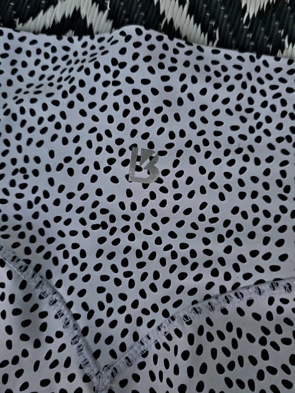 BuffBunny White Athletic Shorts with Black Dot Print - Picture 3 of 4